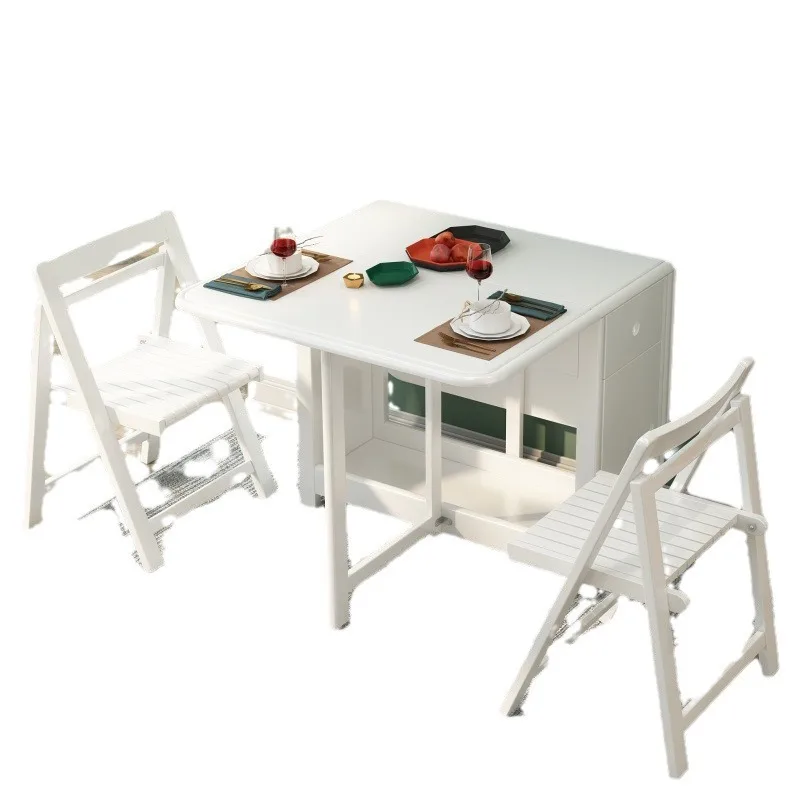 

Dining table small apartment solid wood folding table and chair combination household modern simple rectangular