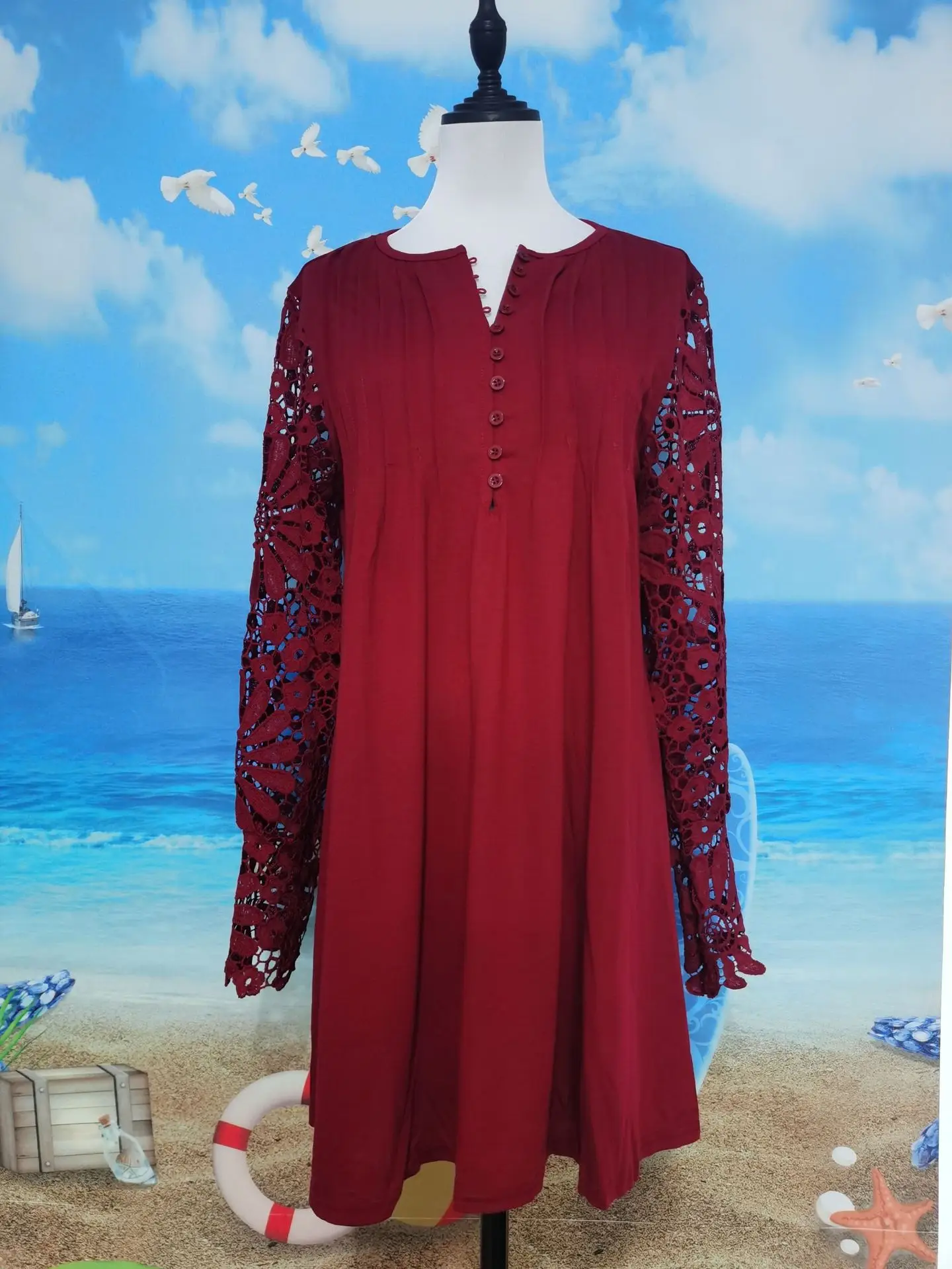Spring and summer women\'s clothing new style fashionable temperament casual sexy commuting lace long sleeved dress