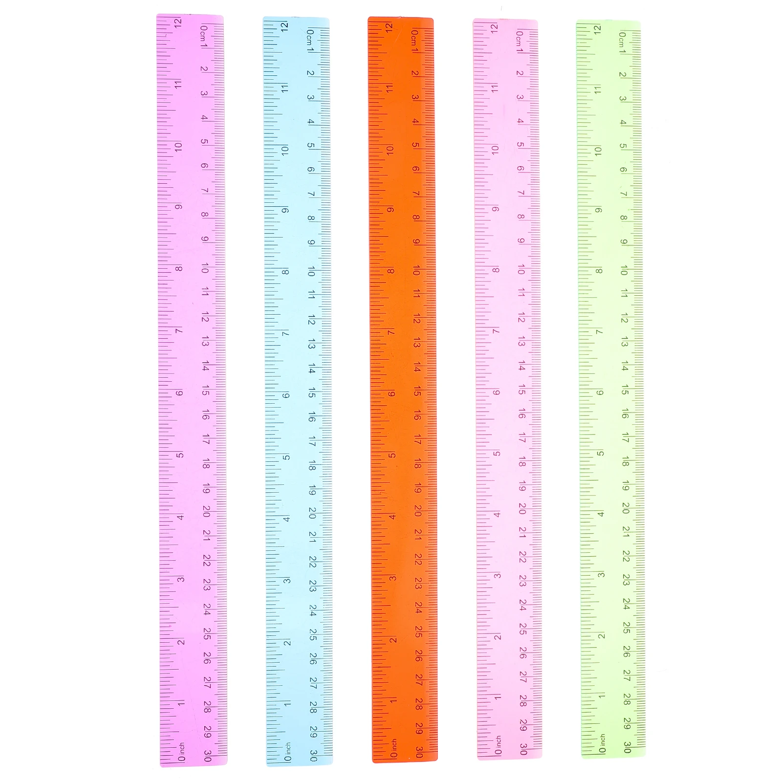 

5Pcs Colored Soft Ruler Multi-Function Plastic Straight Ruler for Students Measuring Drawing and Bookmarking Portable School