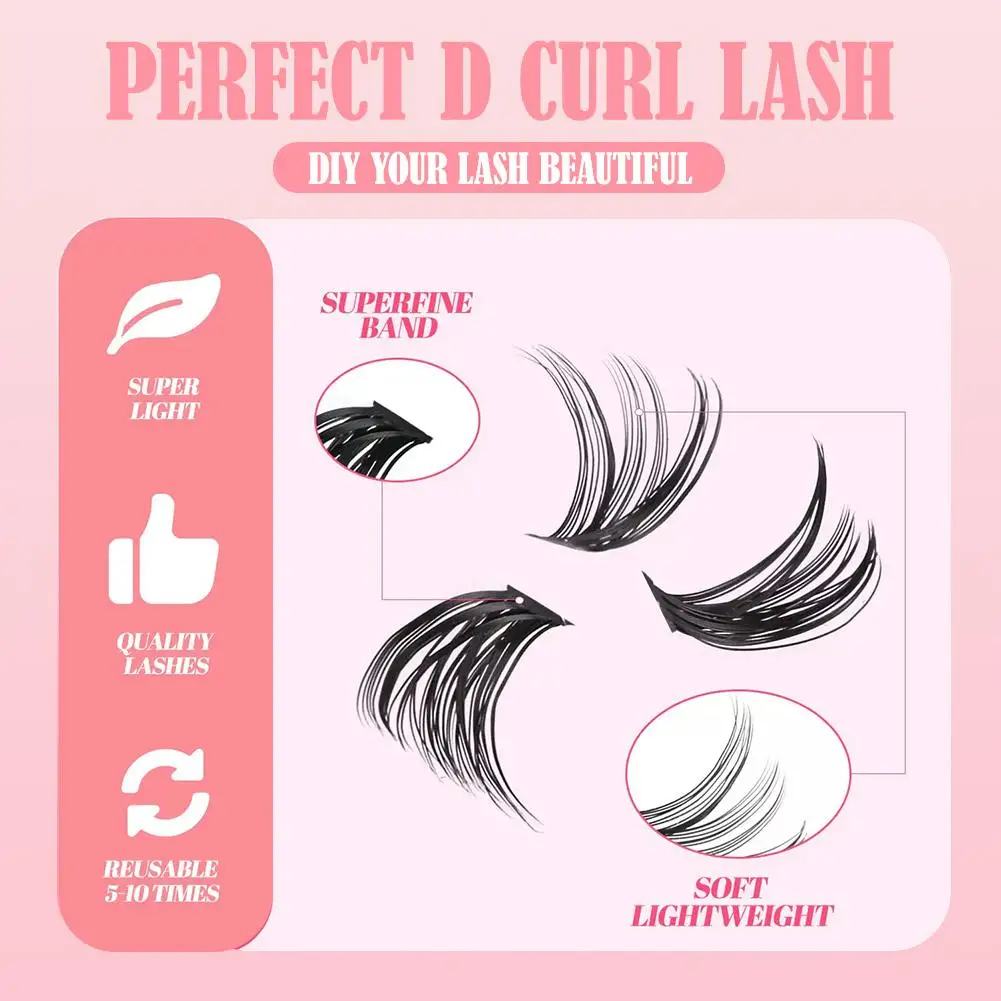DIY Lash Extensions Kit Segmented False Eyelashes Natural 6 Individuals Eyelash Styles Clusters Kit Look Volume Lash Cluste F3J8