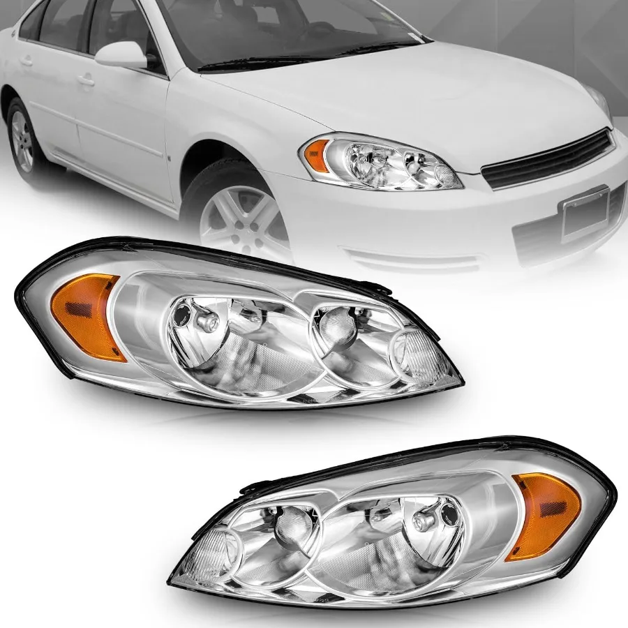 

Headlights for 0613 Chevy Impala and 1416 Chevy Impala Limited with Chrome Housing and Amber Reflector for Left and Right Sides