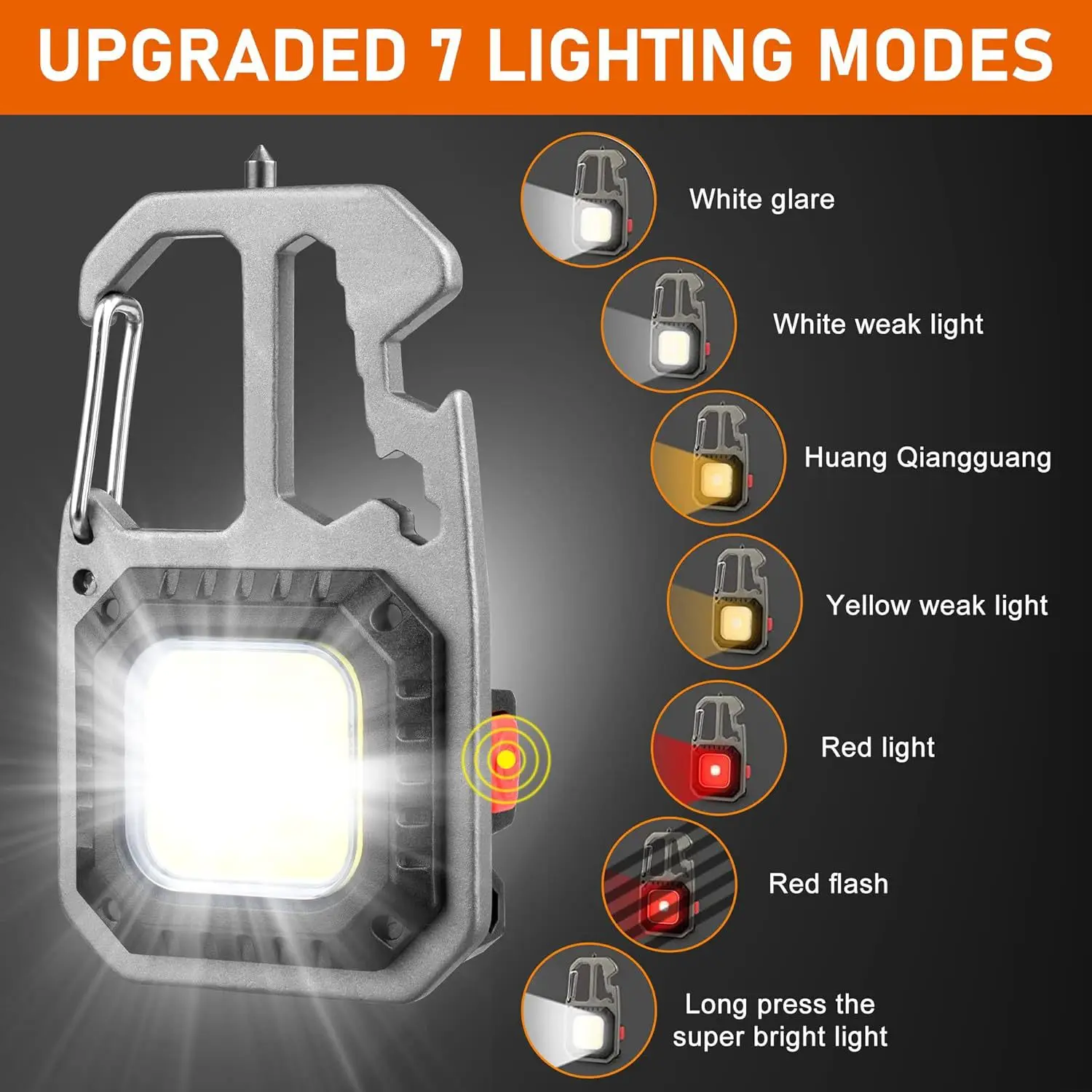 COB Keychain Work Light Portable EDC Flashlight High Lumens Camping Hiking Running Emergency Lighting Lamp With Screwdriver