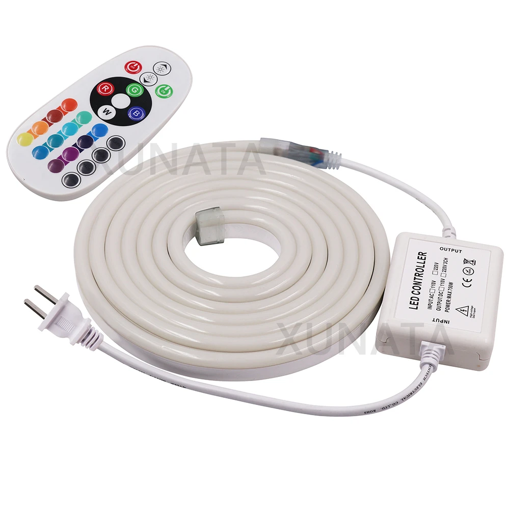 220V 110V RGB Flex LED Neon Rope Light 5m 25m 50m 100m Indoor Outdoor for Holiday Party Decor Blue Yellow White EU/US/UK/AU plug