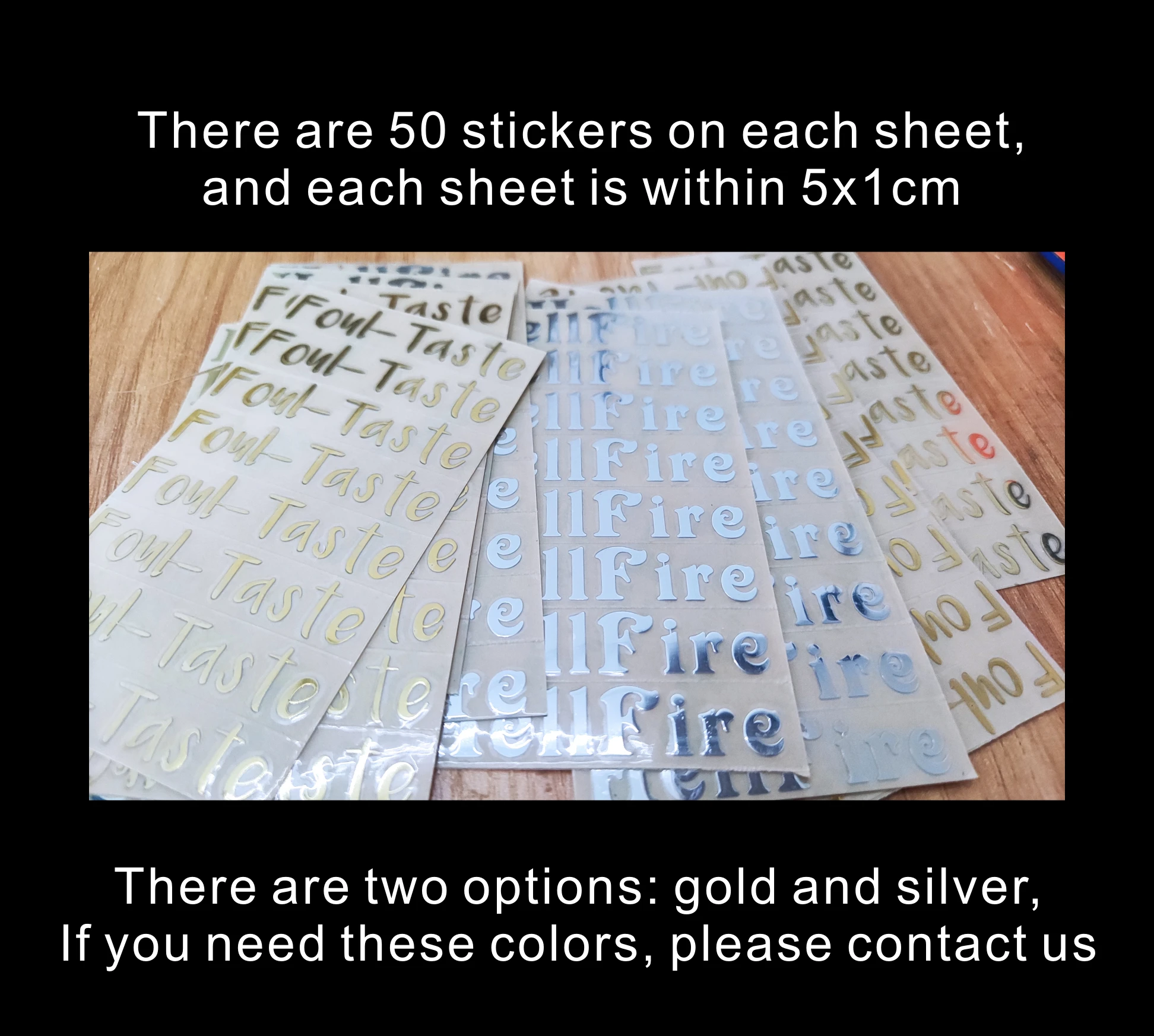 60PCS 50x10mm metal transfer sticker name paste 3D sticker can customize any text gold silver easy tear easy paste