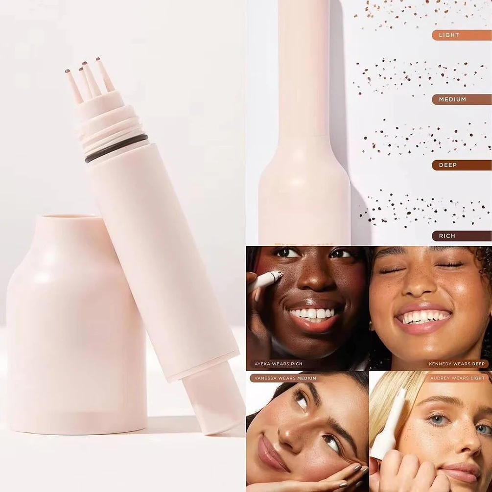 1.5 مللي قلم النمش بالضغط بعلامة خاصة 4 ألوان مقاوم للماء نباتي طويل الأمد طبيعي واضح شعار مخصص ماكياج القسوة مجانا