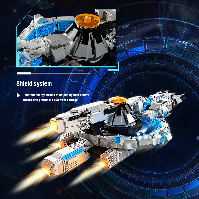 Spaceship Building Blocks Fleet Creative Moc Plastic Model Home Ornaments Bricks Diy Assembly Educational Toys Birthday Gift