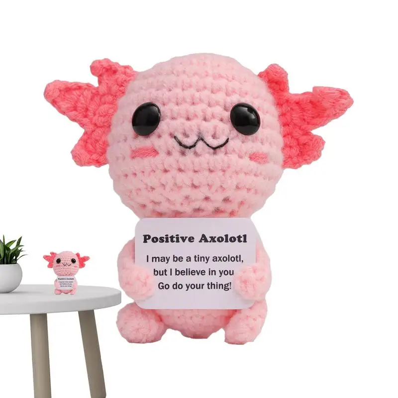 Positive Crochet Animal Axolotl Emotional Supporting Plush Funny Knitted Inspiring Doll Knitted Inspire Inspiring Axolotl Toy