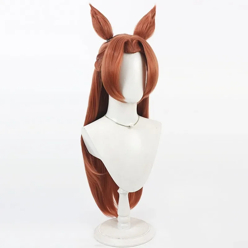 Game Uma Musume Pretty Derby Kawakami Princess Cosplay Wig Ears Tail Halloween Costume Prop Synthetic Hair Heat Resistant Fiber