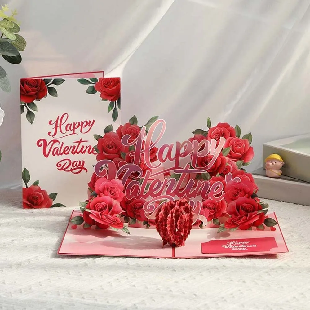 

Paper Valentine's Day Greetings Card Party Invitation Blessing 3D Invitation Card Red White Confession of Love Artifact Friends