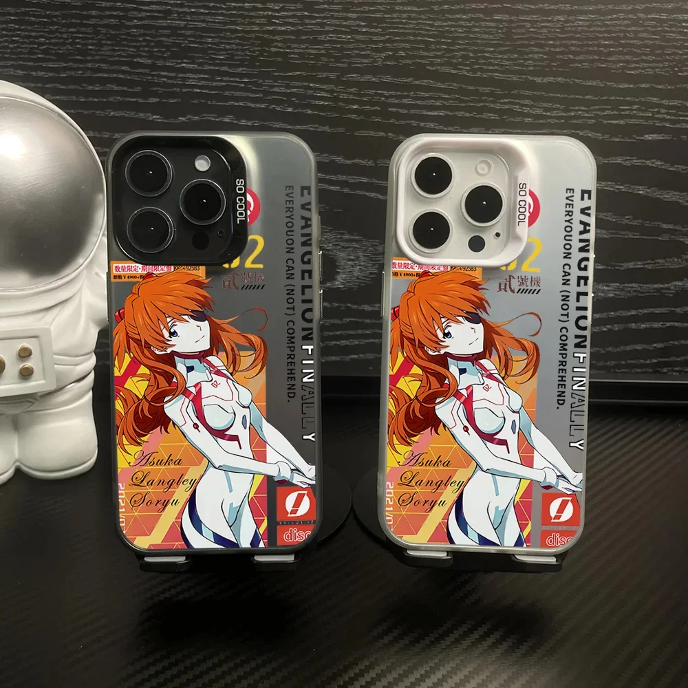 1pc Japan Anime A-Asuka Phone Case IMD Color Silver Shell For IPhone 16 15 14 13 12 11 Pro Max Plus