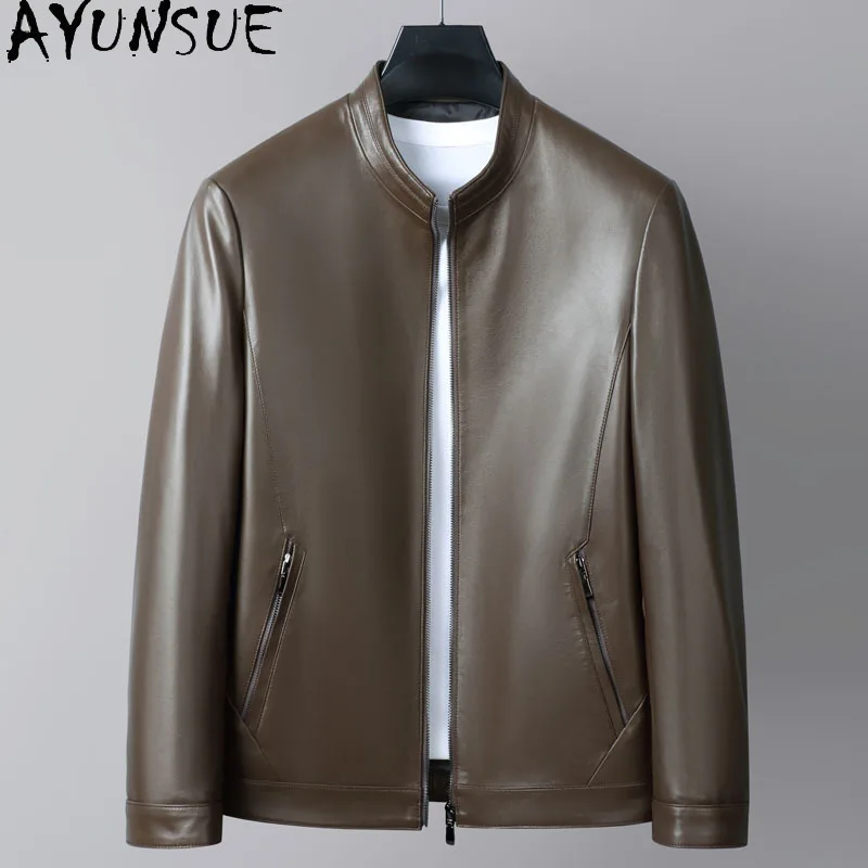 

AYUNSUE Real Leather Jacket for Men 2025 Autumn Mens Clothes Slim Fit 100% Sheepskin Coat Business Casual Coats Jaqueta De Couro