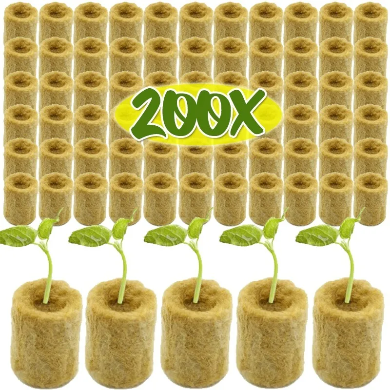 10/200PCS Planting Sponge Rock Seedling Block Starter Plugs Hydroponic Grow Media Cubes Greenhouse Garden Nursery Pots Supply