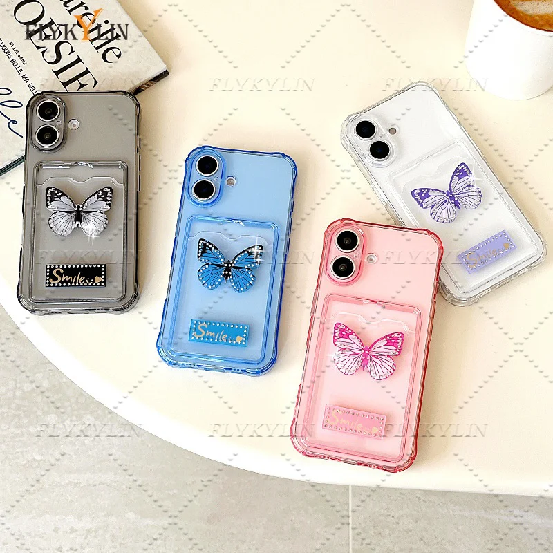 Vlinder Kaart Stijl Telefoon Case Voor POCO X7 X6 X5 Pro X3 NFC Xiaomi 14T 13T 12T 12 11 Lite Schokbestendig Transparante Kaart Tas