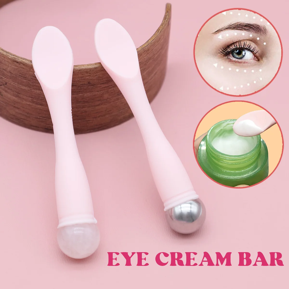 

New Eye Ice Metal Massage Stick Jade Ball Stainless Steel Massager Eye Cream Guide Stick face cream Scoop