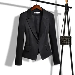 Small Suit Women 2024 Spring Autumn, Slim Waist, Professional Black Suit Jacket Female Small stature Short Elegant Blazer Top