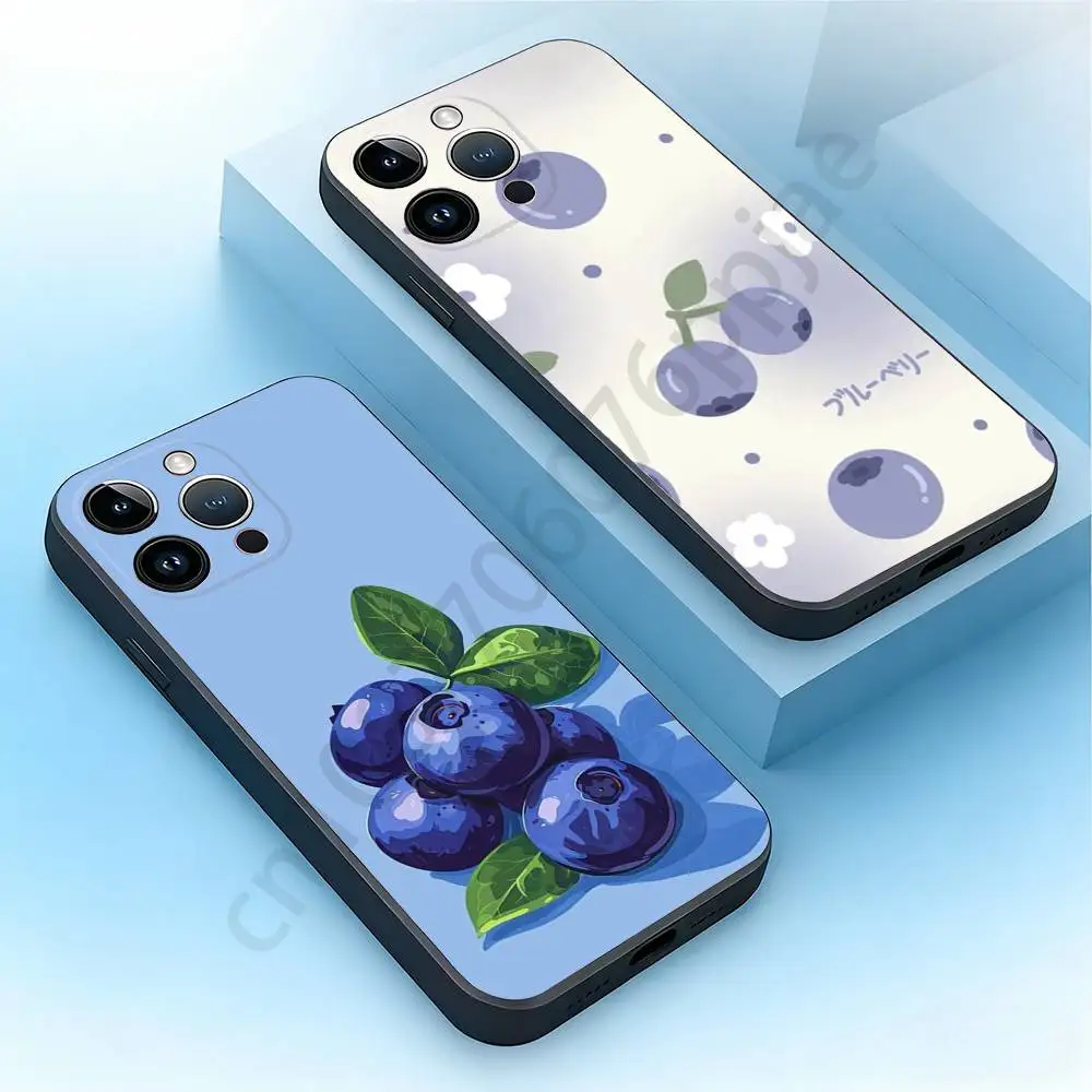 

Blueberry series Phone Case For iPhone 17,16,15,14,13,12,11,Pro,Max,Plus,Mini, Anti Fall Black Matte Soft Bumper
