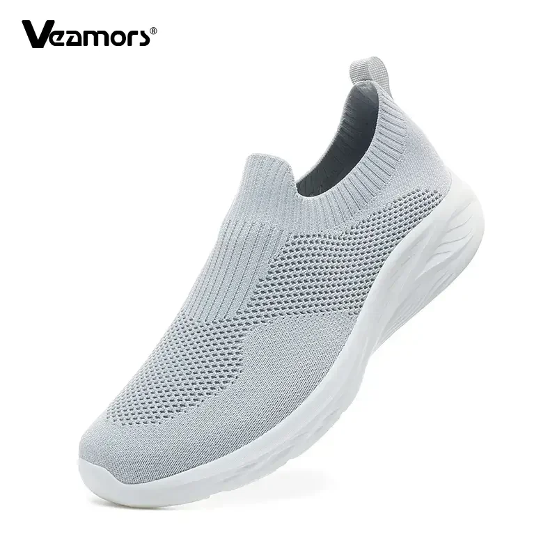 

Легкая мужская прогулочная обувь, повседневная спортивная обувь с трикотажной сеткой, лоферы без шнуровки, дышащие туфли для бега на плоской подошве для отдыха, большой размер 39-48