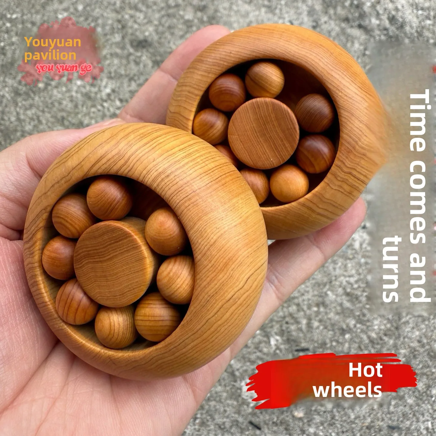 YNO Traditional Lucky Natural Wood Wind and Fire Wheel Fidget Toy Good Lucky Wealth Attract Stress Relief Finger Exercise Wenwa