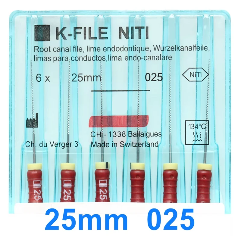 30pcs/ 5box 21/25mm Dental K-FILE NiTi Flexible Endo Root Canal K Files Hand Use Endodontic Nickel Titanium Dentistry Instrument