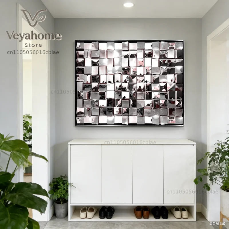 stainless steel three-dimensional wall decoration porch corridor metal wall decoration creative geometric art wall hanging