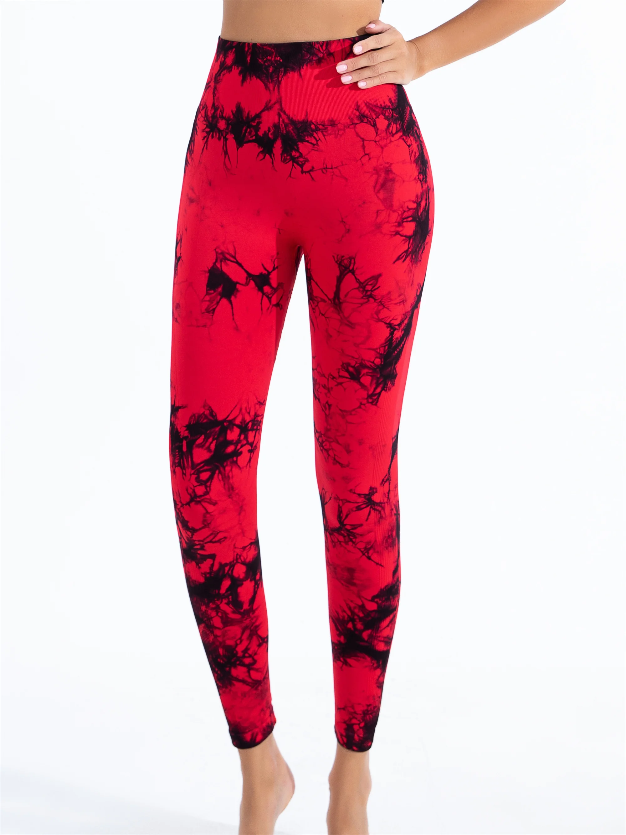 Calças elásticas camada base Bodyshaping para mulheres, leggings de ioga sem costura Tie-Dye, cintura alta, ginásio moda, senhoras, novo, 2024