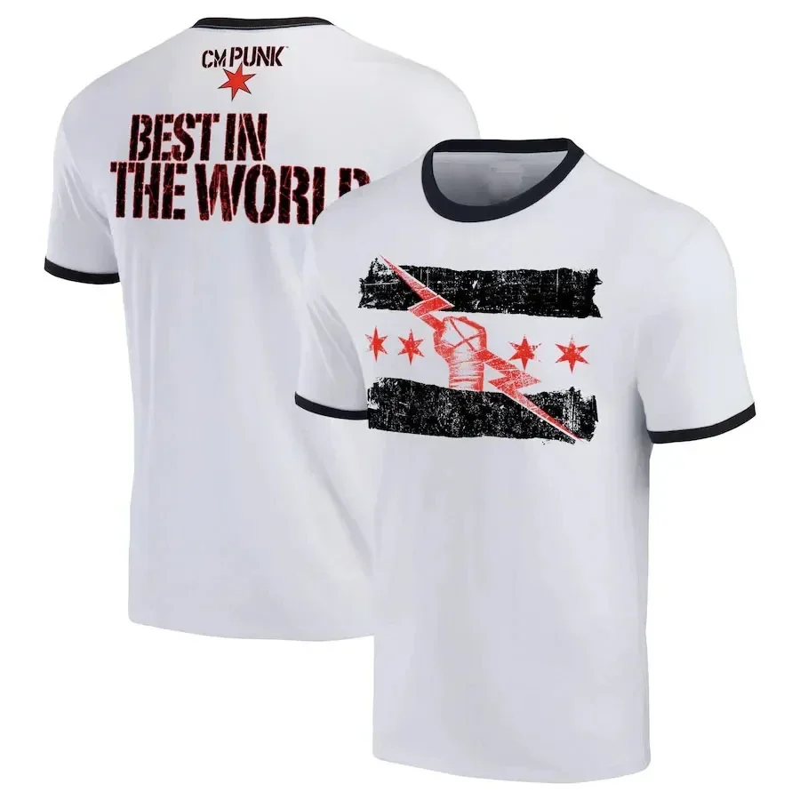 

2024 Summer New Men's T Shirts 3D Printed Short Sleeve Wrestler Cm Punk Round Neck T-shirt Street Sports Casual Oversized Tops