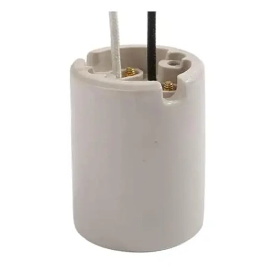 E39 Mogul Base Heavy Duty Keyless Glazed Porcelain Socket, Incandescent Lampholder, E39 Lamp Holder with Leads, 1500W, 600V 1-P