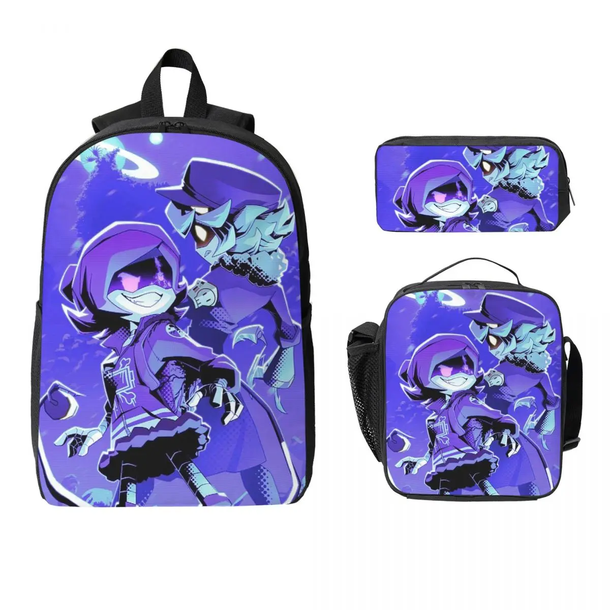 

Murder Drones Game Backpack Boys Girls BookBag School Bag Computer Shoulder Bags 3ps Insulated Lunch Bag Pencil Case
