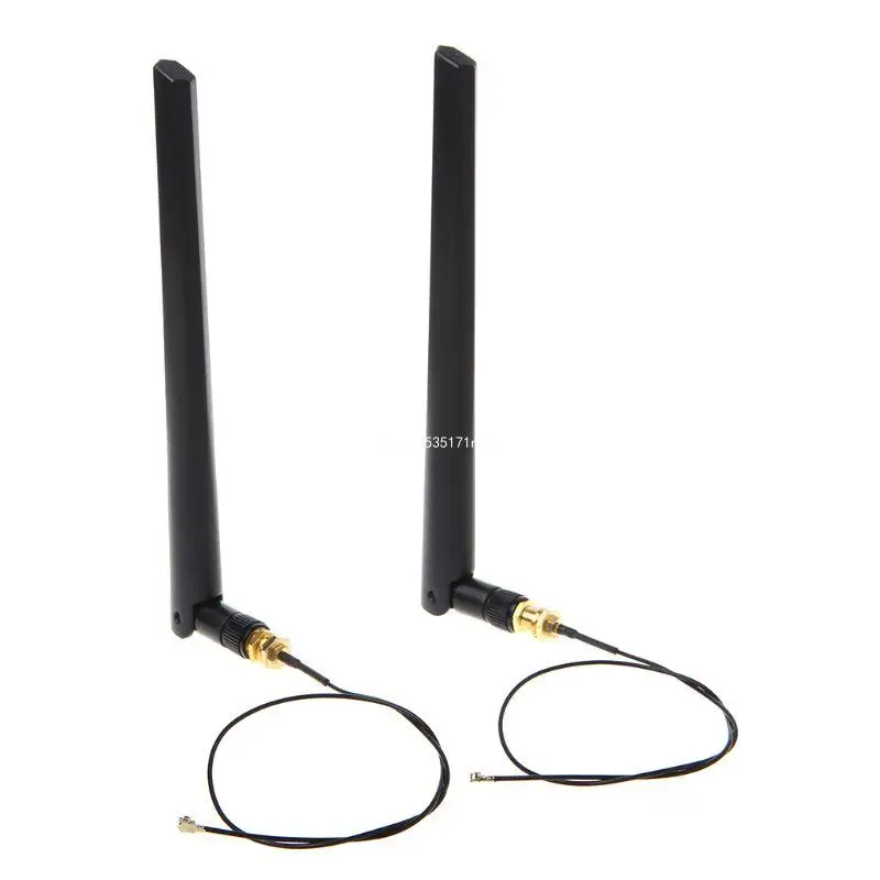 2 6dBi 2.4GHz 5GHz Dual Band WiFi RP-SMA Female Antenna+2 RP-SMA IPEX Cable Dropship