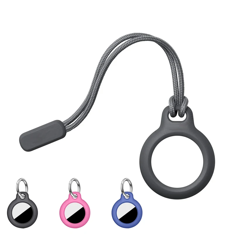 ผู้ถือที่ปลอดภัยพร้อมสายคล้องสําหรับ Apple Airtags กรณีฝาครอบป้องกันอุปกรณ์เสริม Tracker Anti-Scratch Anti-Lost พวงกุญแจ Airtag กรณี