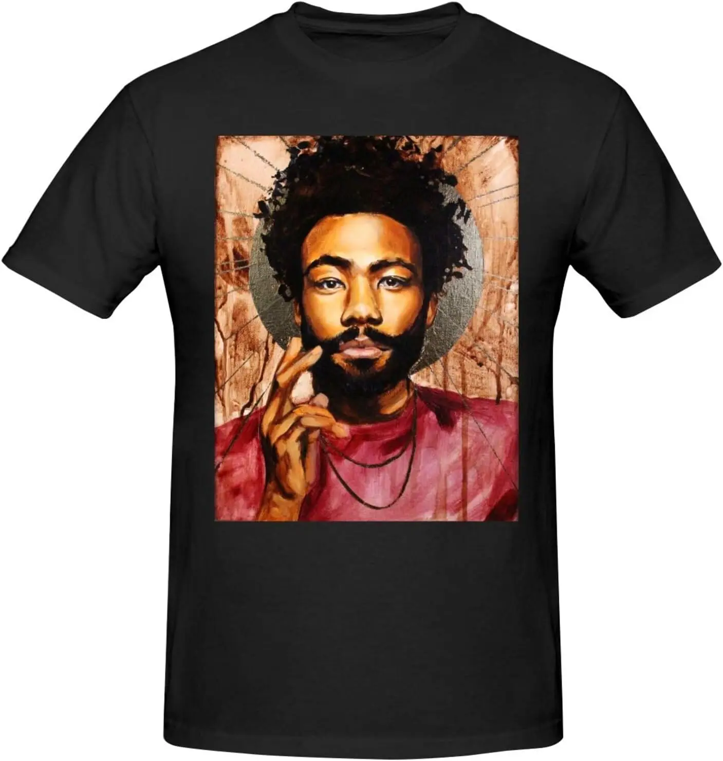 Childish music Gambino T-Shirt Men'S Short Sleeve Print Personality Fashion Casual Tee Top Black