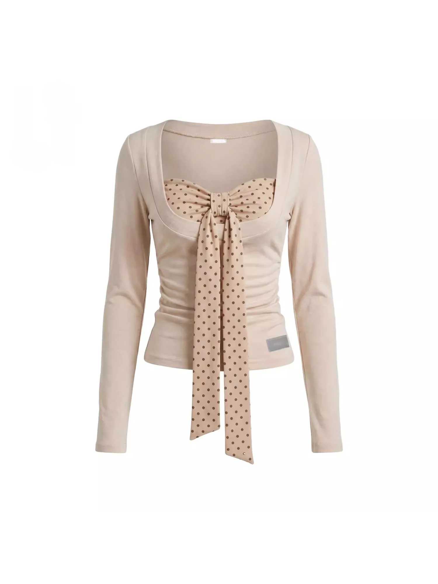 

Sweet Spicy Polka Dot Long Sve T irt Women's 2026 Spring Summer New Sle Csole Layered Versatile Inner Wear Top