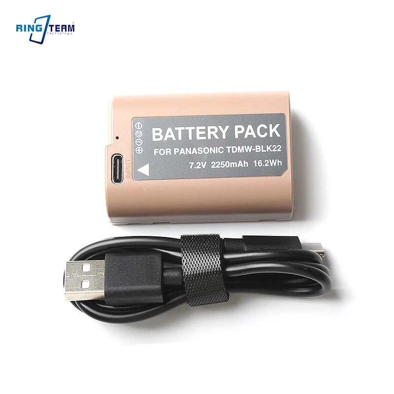 

Литий-ионный аккумулятор DMW-BLK22 DMW BLK22 2250 мАч с портом зарядки USB-C для Panasonic LUMIX DC-S5 DC-S5 II DC-S5 IIX GH5 II GH6
