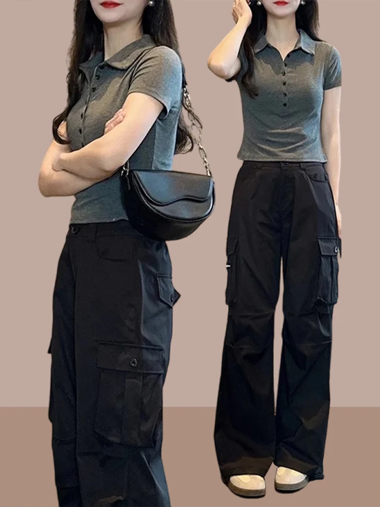 

Casual ey ort Sve Ne Women's T-irt And Pants Faion Summer Outfit Two-Piece Set for Young Women 8-25 Years Old