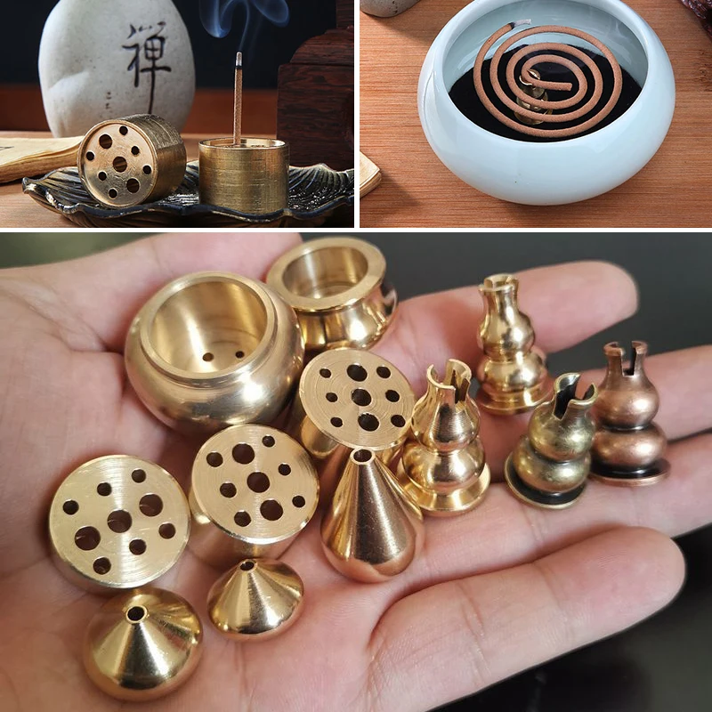 Incense Stick Mine-hole Incense Holder Teahouse Zen Buddhist Supplies Brass Burner Incense Plate Portable Buddha Accessories