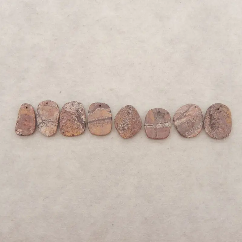 8PCS Chohua Jasper Pendants Assorted Shapes Handcrafted Natural Earthy Brown Gemstone for Boho Artisanal Jewelry Making