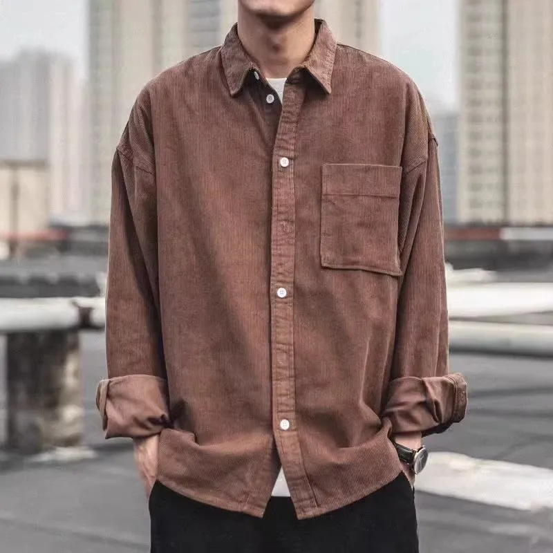 

Мужская осенне-весенняя вельветовая длинная рабочая одежда свободного кроя винтажная универсальная верхняя одежда в американском стиле для молодежи