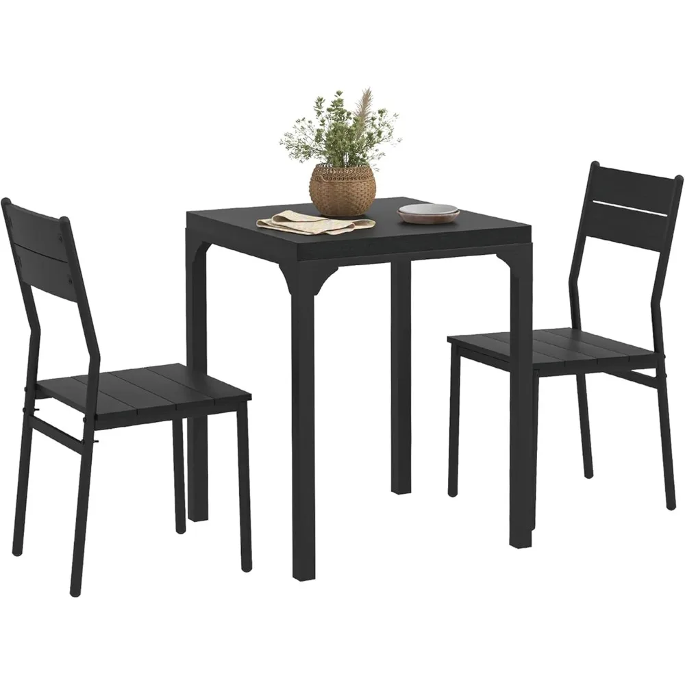 طقم طعام حديث مكون من 3 قطع لـ 2، طاولة مطبخ مدمجة مع كراسي، مثالية لزوايا الإفطار والمساحات الصغيرة، مناسبة لـ Apar #1