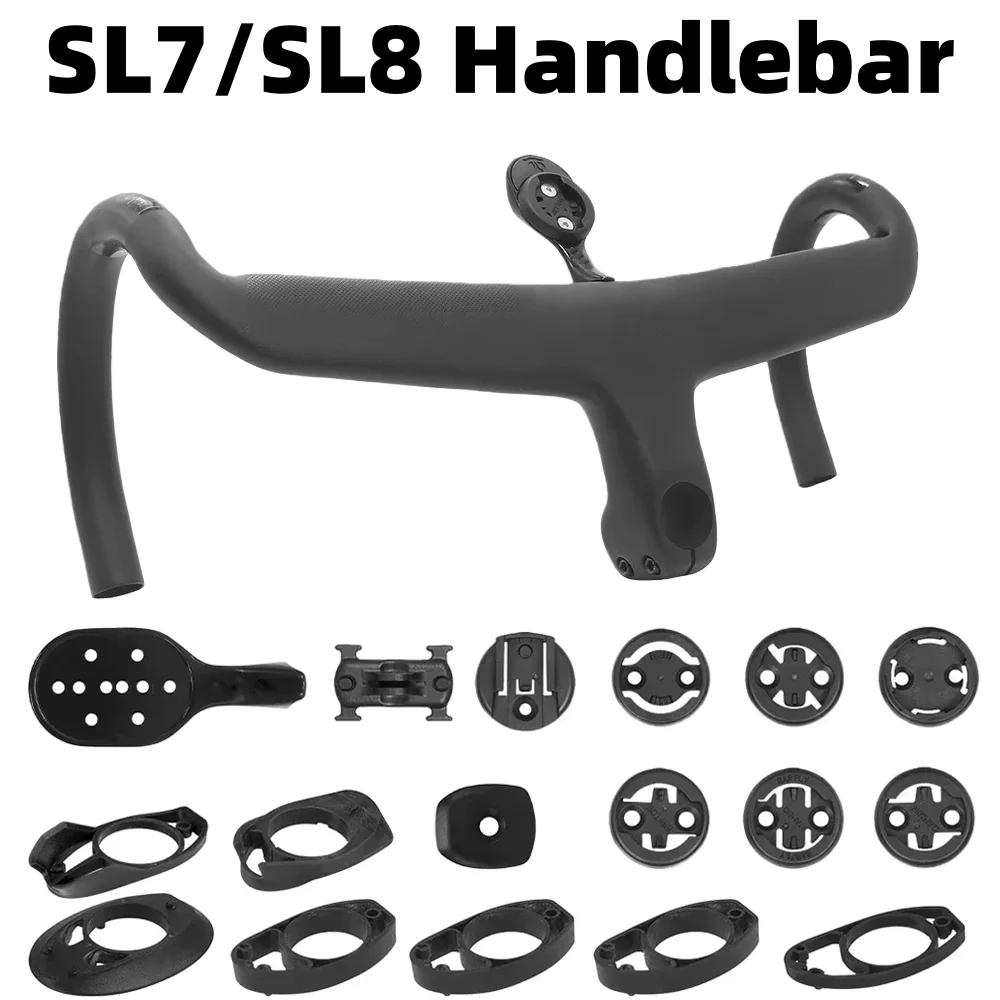 

2025 New Carbon Road Cycling Handlebar for SL7 SL8 380-440mm 127mm Drop Internal Cable Routing w/ Computer Mount​