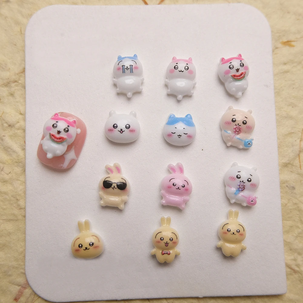 20 piezas de abalorios para decoración de uñas de dibujos animados, resina 3D, serie de personajes Kawaii, decoración de uñas DIY, diseño coreano, accesorios de manicura