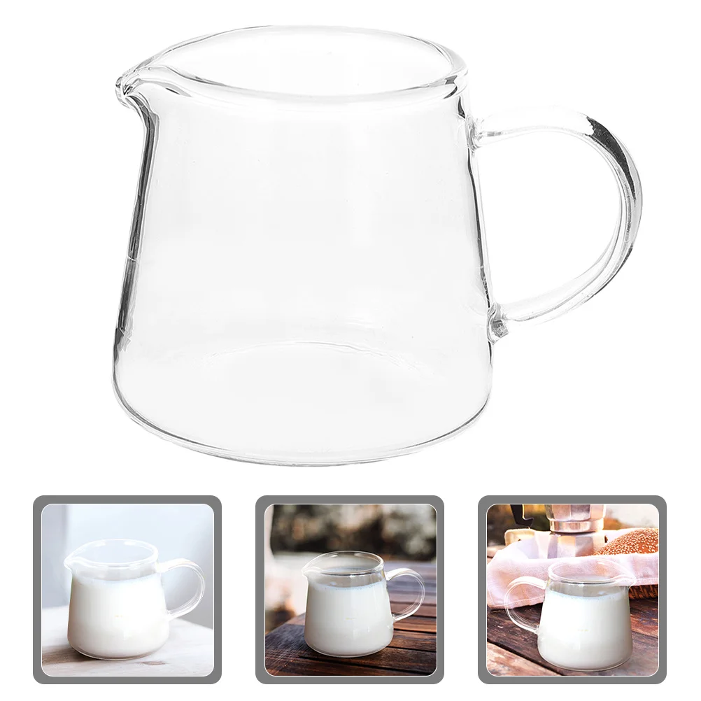 

Glass Milk Pitcher Handle Heat Resistant Transparent Coffee Creamer Pitcher Large Capacity Smooth Grip for Home Restaurant Hotel