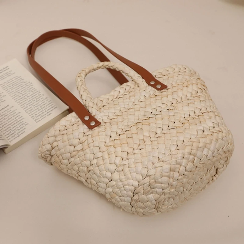 Bolsa de palha feminina com tudo combinando, bolsa de ombro para senhora, bolsa de compras casual, bolsa de compras, bolsa de praia de verão