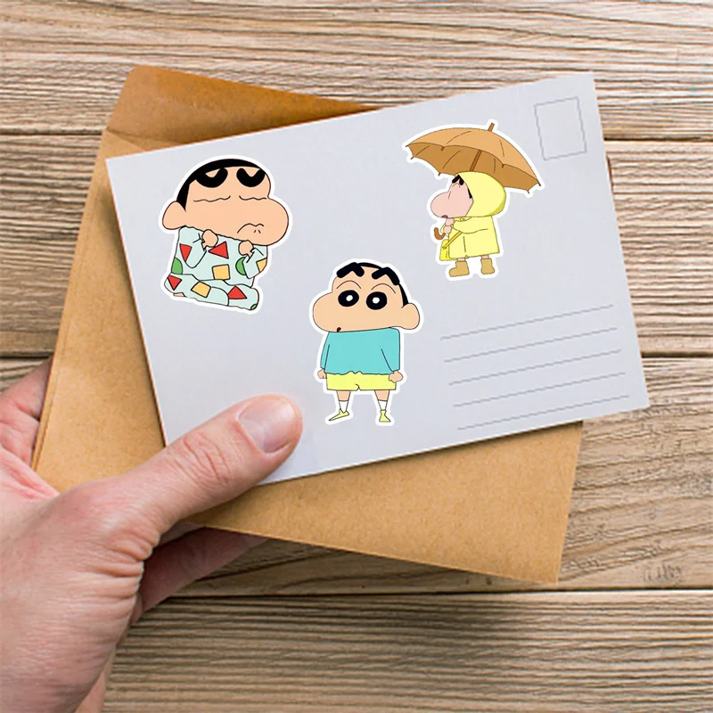 50pcs Anime Crayon Shinchan Stickers Cartoon Stickers Toy Laptop Motorcycle Suitcase Sticker Kids Christmas Birthday Party Gift