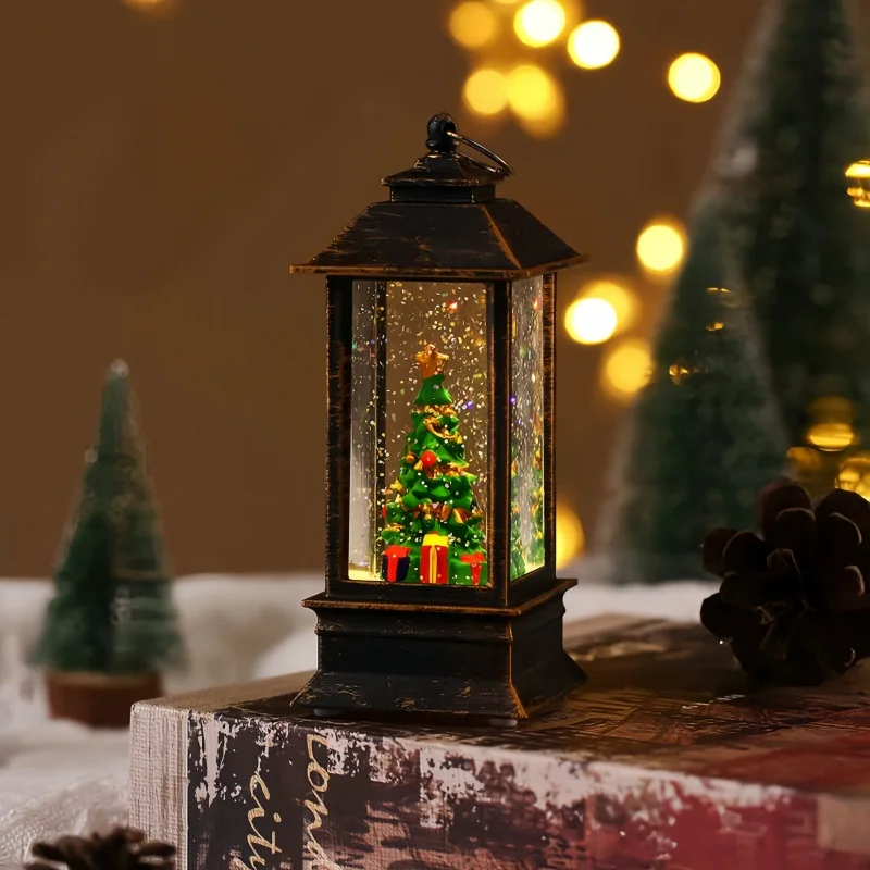 new hot Christmas Creative Gift LED Snowy Night Light Girl Gift Small Wind Light Christmas Tree Desktop Ornament Decoration