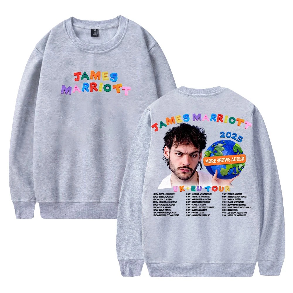 GF جيمس ماريوت جولة المملكة المتحدة وأوروبا 2025 Merch Crewneck للجنسين كم طويل ملابس الشارع الشهير النساء الرجال البلوز بلوزات