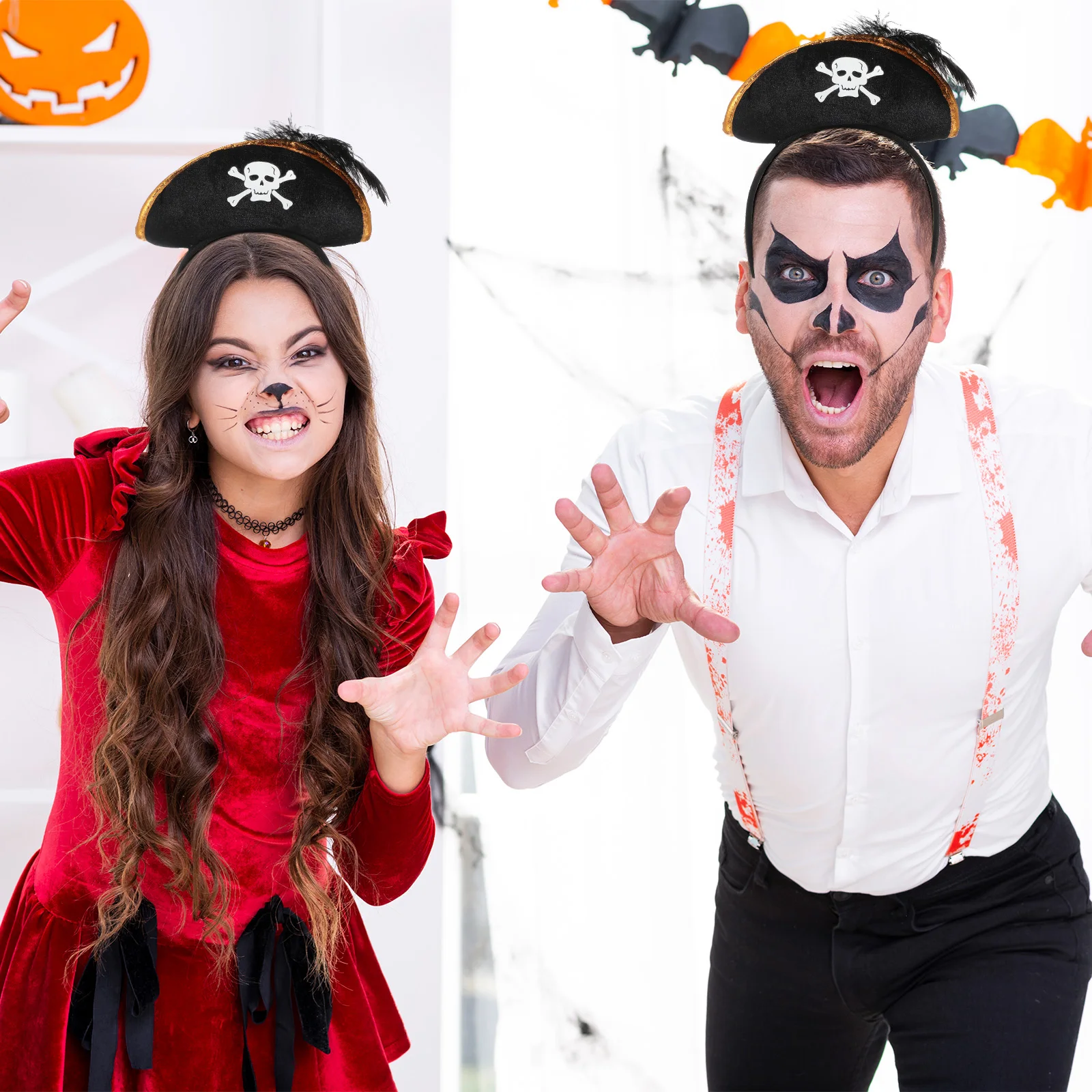 

Halloween Pirate Headband Pirate Captain Hat hairband Costume festival cosplay costumes Halloween party Skull Hat stage perform