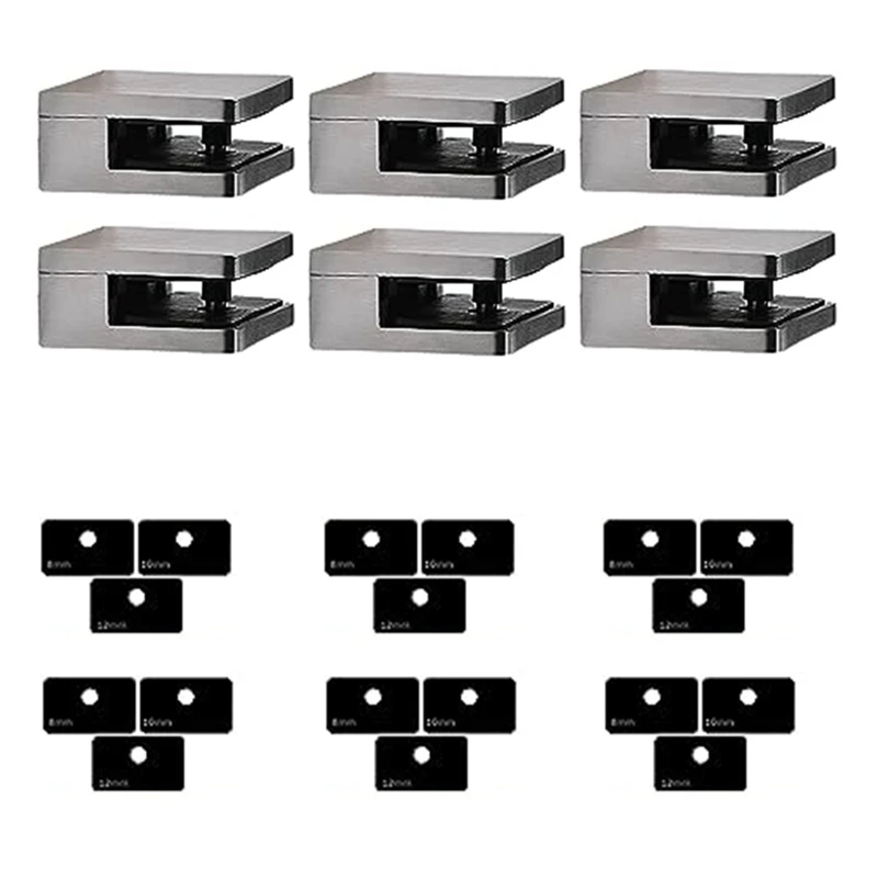 6 Pieces Of Stainless Steel Glass Clips, Adjustable Glass Shelf Brackets, Glass Stair Guardrail Fish Mouth Fixing Clips Durable