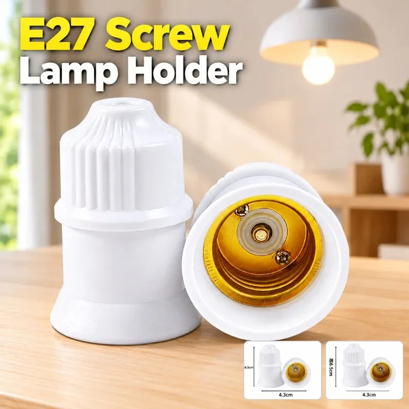 E27 Screw Lamp Holder, Heat Resistant Pendant Light Socket Replacement Base for Household LED Energy Saving Bulbs Lighting