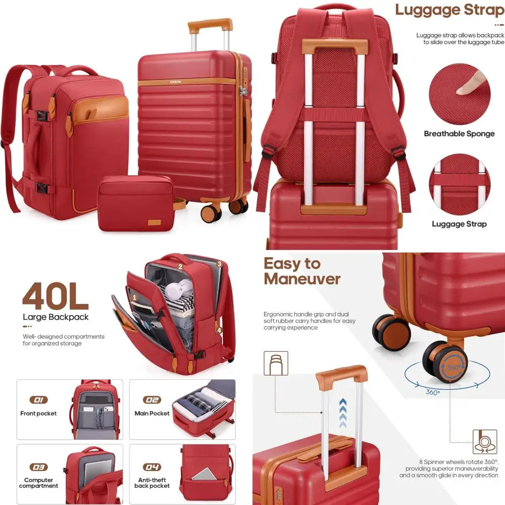 

Набор чемоданов Hardside Spinner из 3 предметов — 20-дюймовый чемодан для ручной клади с замком TSA, прочный набор дорожных чемоданов