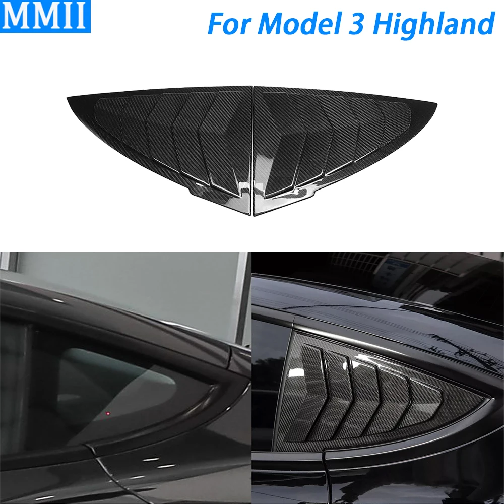 

Для Tesla для модели 3 Highland 2024, настоящая сухая углеродное волокно, жалюзи, треугольная крышка выхода воздуха, аксессуары для модификации автомобиля
